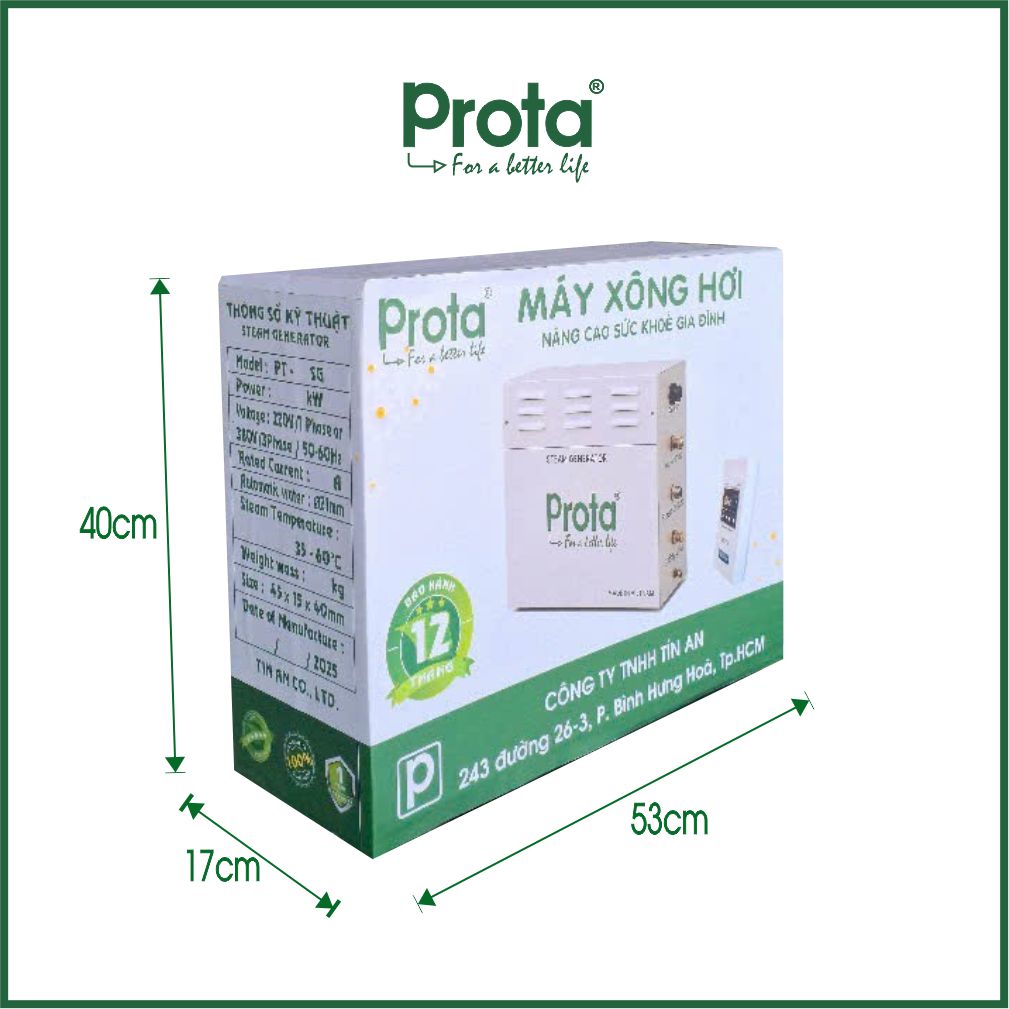 [CHÍNH HÃNG] Máy xông hơi ướt Prota , Giải pháp nâng cao sức khỏe gia đình- Bảo hành 12 tháng