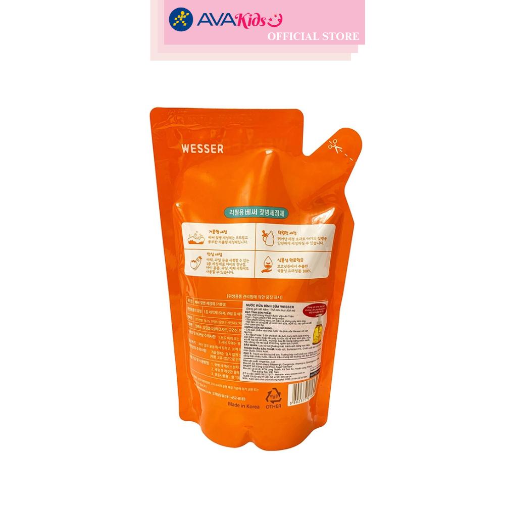 Nước rửa bình sữa Wesser túi 500 ml hương bưởi