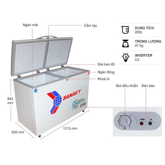 Tủ đông Sanaky 260 lít dàn đồng inverter VH-3699W3 _ HÀNG CHÍNH HÃNG Chỉ giao ở Hồ Chí Minh