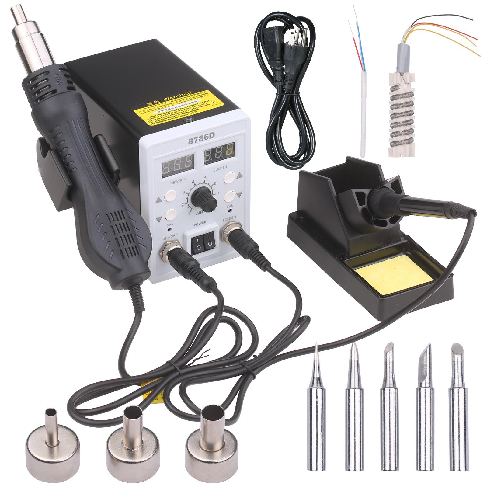 2 in 1 Dual Display Digital Soldering Station Hot Air Machine Soldering Iron Multifunctional Constant Temperature Rework