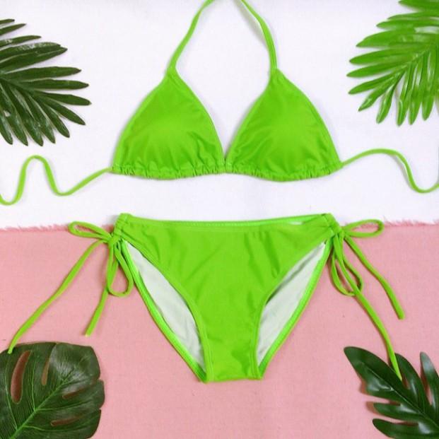 freeship Bikini hai mảnh sexy xanh nón chuối đẹp mặc đi biển đi bơi đẹp