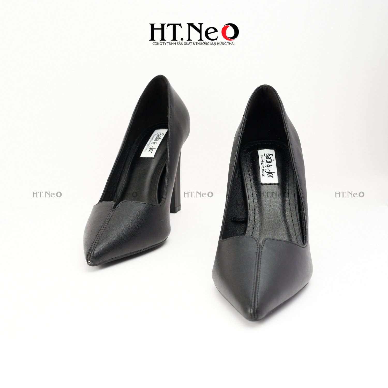 Giày bít cao gót, giày công sở mũi nhọn HT.NEO gót giày trụ nhỏ cao 9p cực dễ đi, mũi xẻ tim trẻ trung CS164