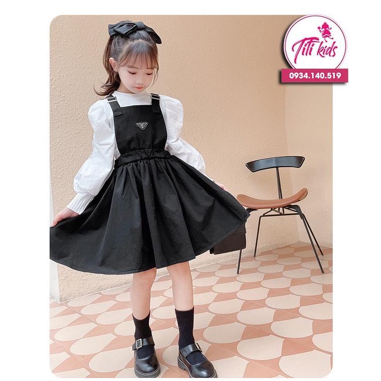 SET VÁY YẾM CHO BÉ GÁI ÁO TRẮNG VÁY ĐEN - V184