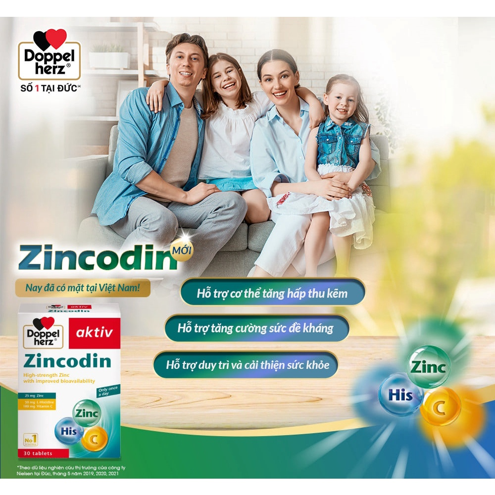 Combo 02 hộp viên uống hỗ trợ tăng cường sức đề kháng và cải thiện miễn dịch Doppelherz Zincodin