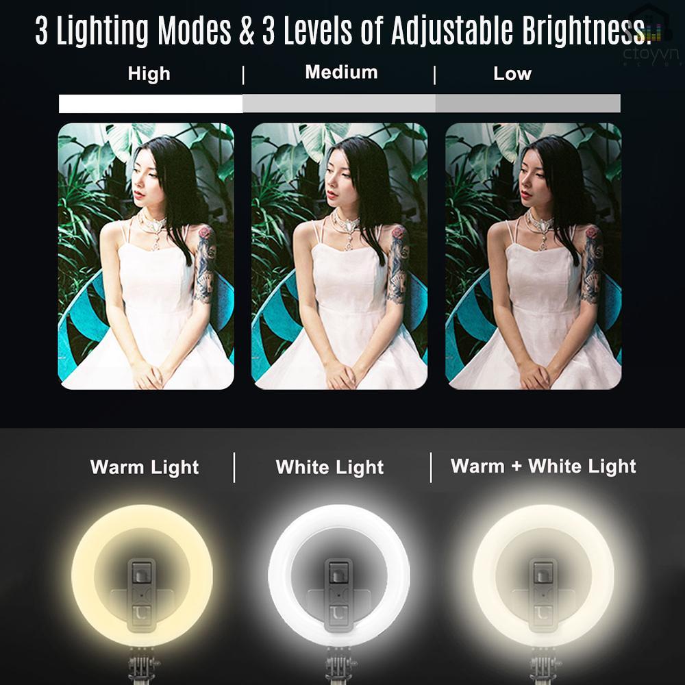 Vòng đèn LED 3 chế độ mini 6 inch có thể điều chỉnh độ sáng kèm gậy ba chân hỗ trợ trang điểm trực tuyến