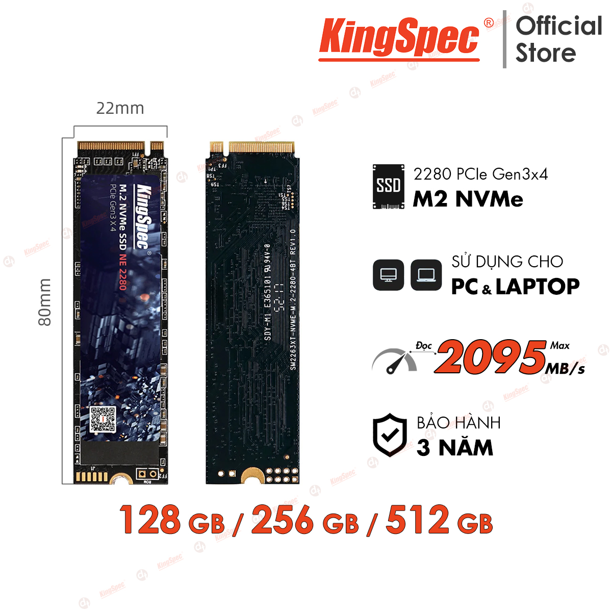 Ổ Cứng Ssd Kingspec M2 Pcie Nvme Ne - Hàng Chính Hãng - 512Gb