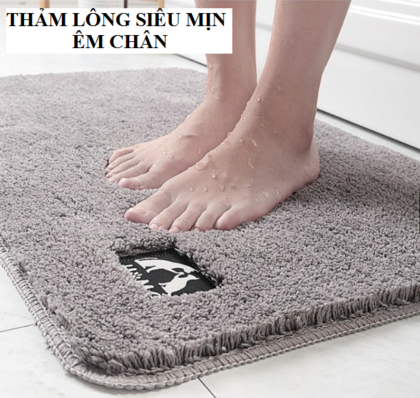 Thảm len lau chân phòng ngủ phòng tắm logo bàn chân kích thước 38*58cm thấm hút nước tốt, chống trượt GD701-TBanChan