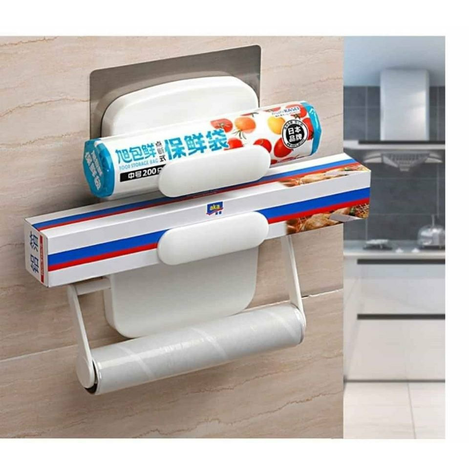 Kệ đựng màng bọc thực phẩm treo tường dán keo