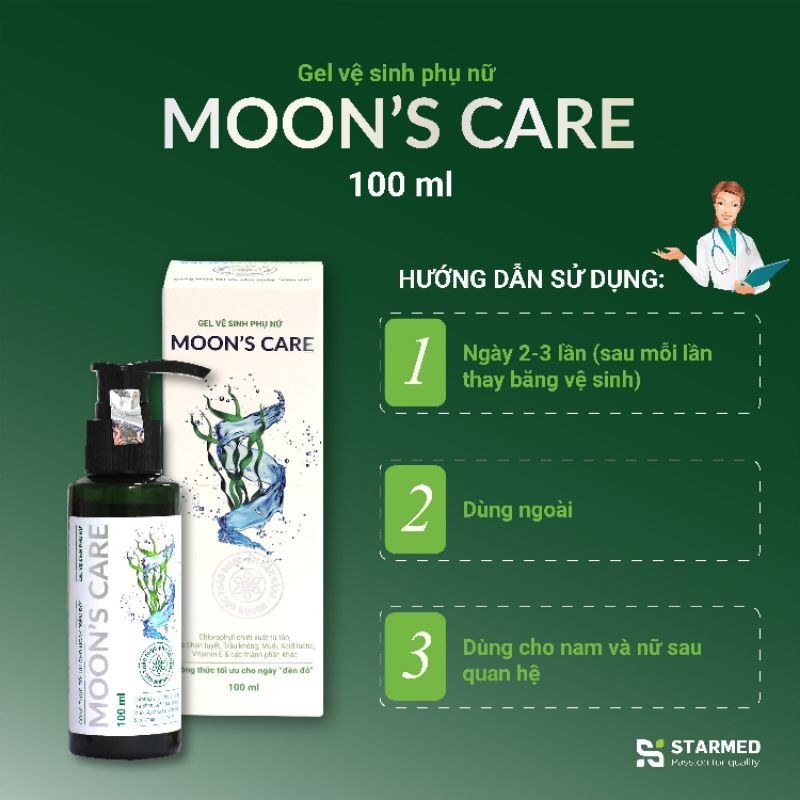 Gel vệ sinh phụ nữ MOON'S CARE 100ml - Công thức tối ưu cho ngày " Đèn Đỏ " - DR PAPIE