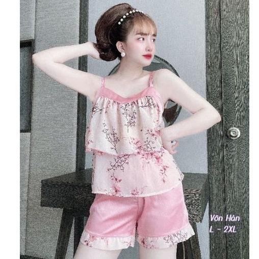 Đồ Bộ Mặc Nhà Đồ Ngủ Lụa Latin Quần Đùi Hàng Có Size 75kgGiảm 10K Đơn 200K