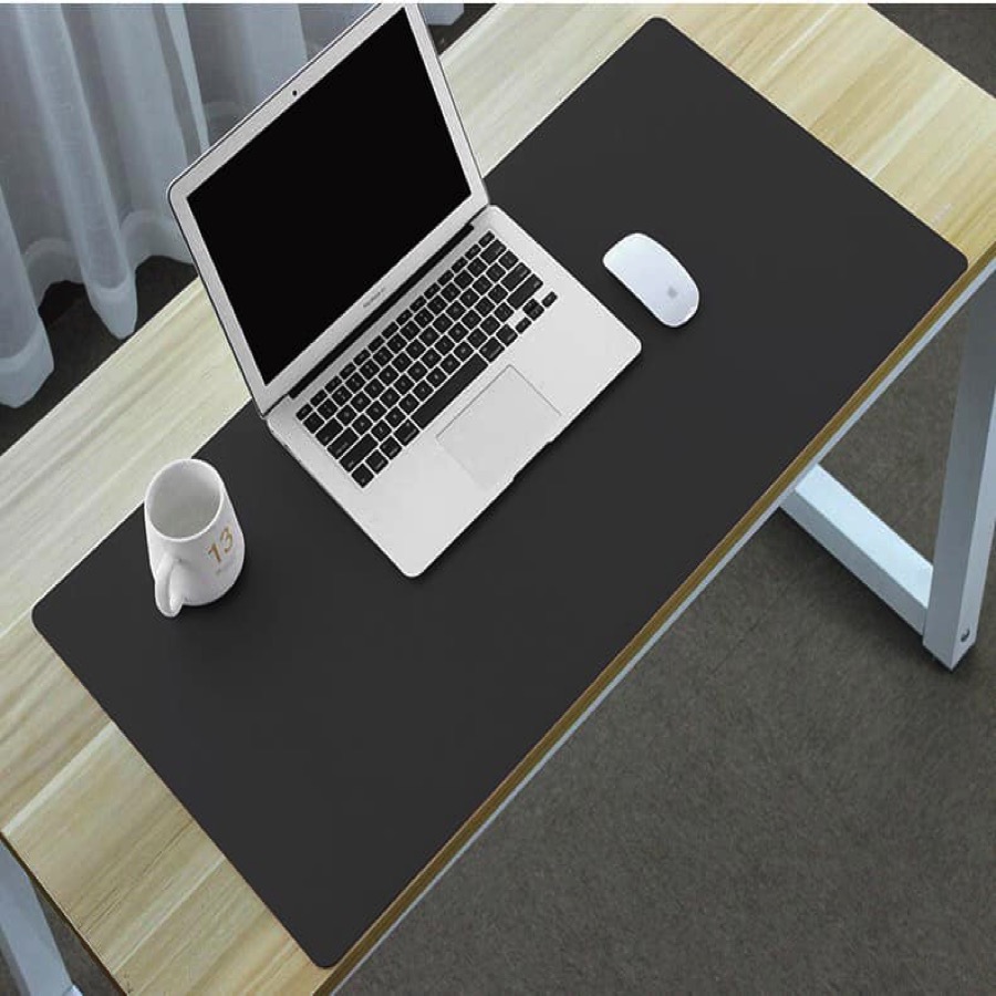 TẤM LÓT CHUỘT, MIẾNG DI CHUỘT 90 X 45 CM KIÊM DESKPAD THẢM DA TRẢI BÀN LÀM VIỆC DÙNG ĐƯỢC HAI MẶT - XÁM - BẠC