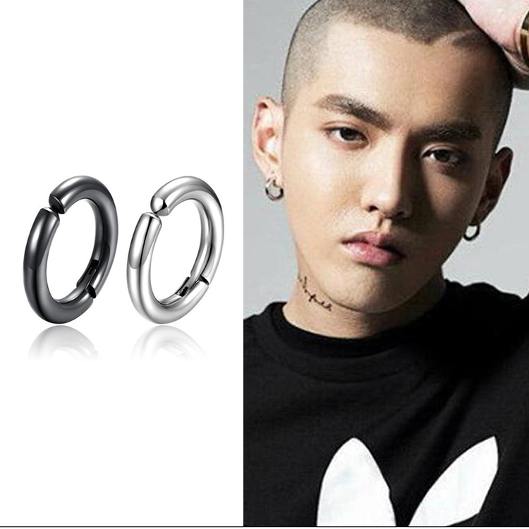 Bông tai kẹp vành khoen tròn kiểu dáng ST HOT cá tính nam nữ