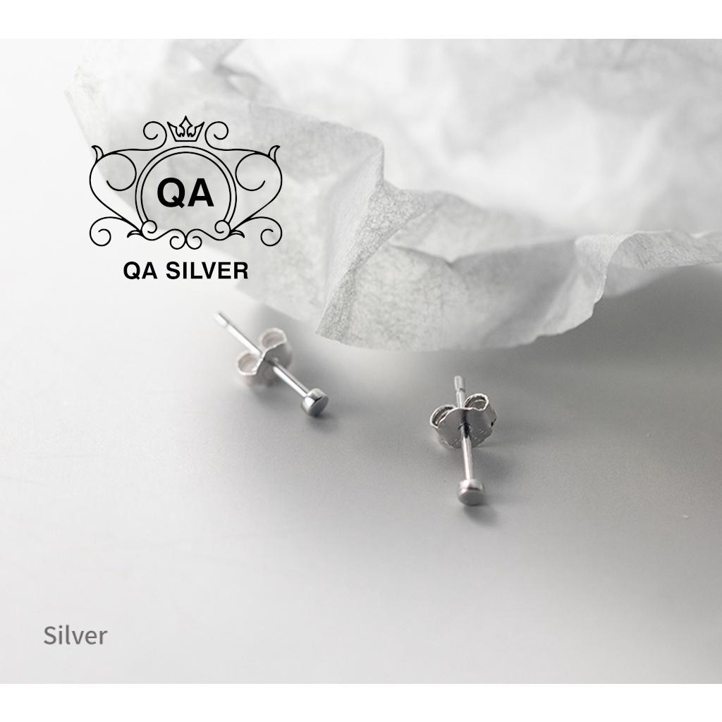 Khuyên tai bạc 925 đinh tán tròn nam nữ bông nụ dày tối giản S925 MINIMAL Silver Earrings QA SILVER EA211202