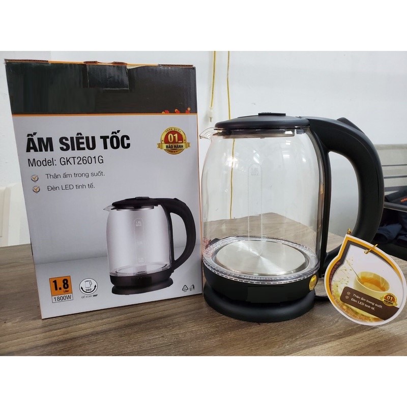 Ấm đun siêu tốc thủy tinh 1.7L 1800W cao cấp