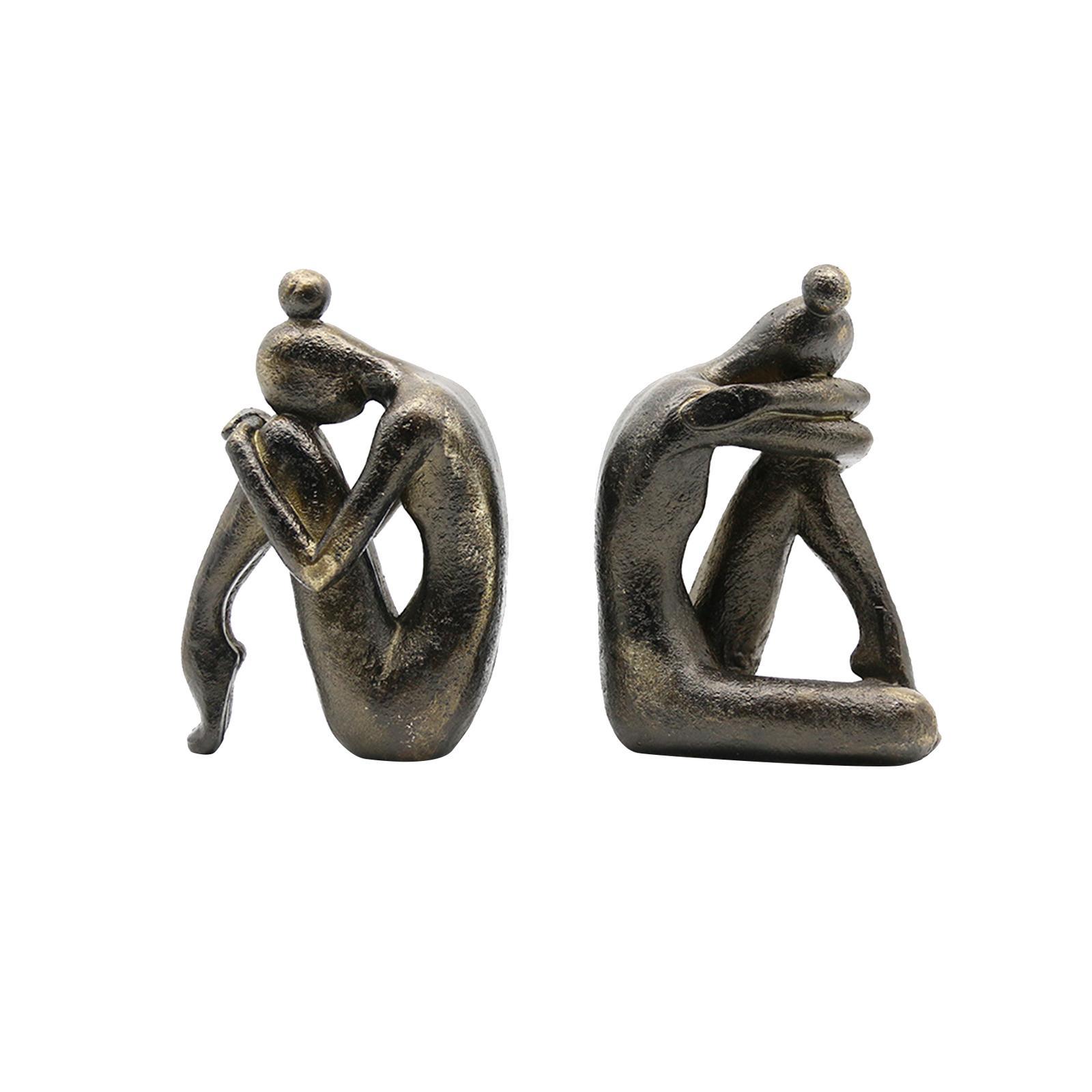 Thinker Bookends Figurine Bookend Decorative Bookends Desk Living Room Modern Home Female Book Stand Holder Resin Book Ends Book Stopper