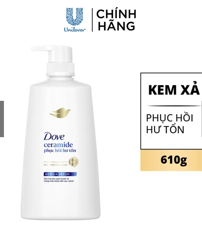 Kem xả phục hồi tóc Dove Phục Hồi Hư Tổn Công nghệ độc quyền Định Vị Hư Tổn Chính Xác cho tóc suôn mượt, khỏe đẹp 610g