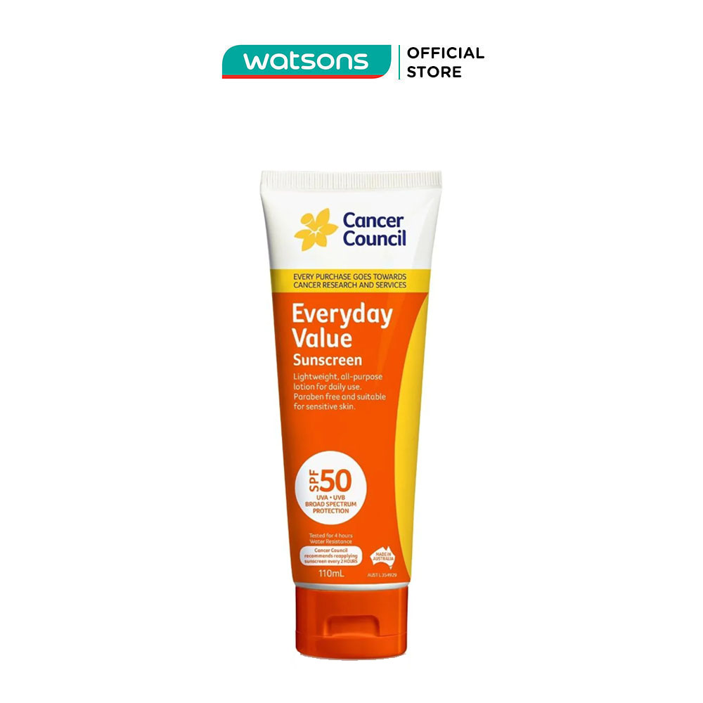 Kem Chống Nắng Cancer Council Dùng Hằng Ngày Everyday Value Sunscreen SPF50 UVA.UVB 110ml