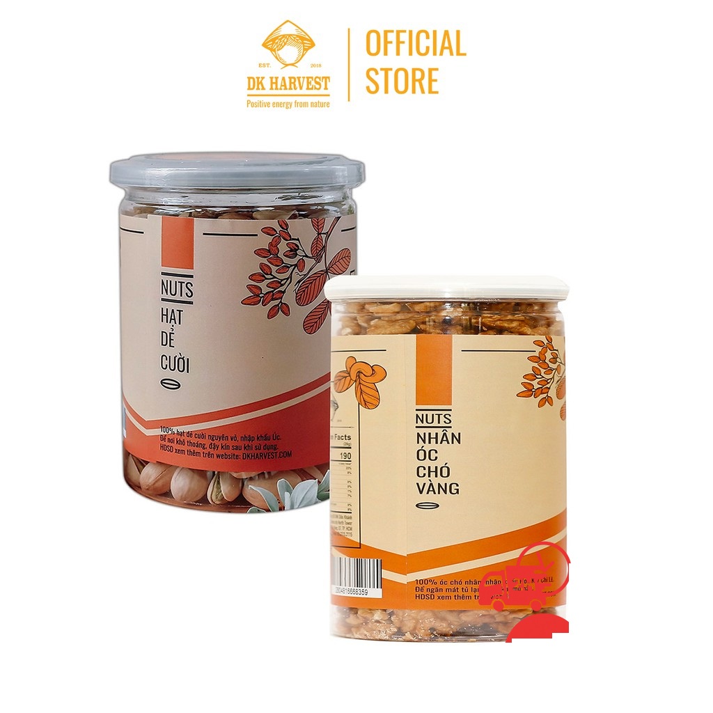 COMBO SIÊU TIẾT KIỆM - 1 Hũ Hạt Óc Chó DK Harvest 200g + 1 Hũ Hạt Dẻ DK Harvest 250g