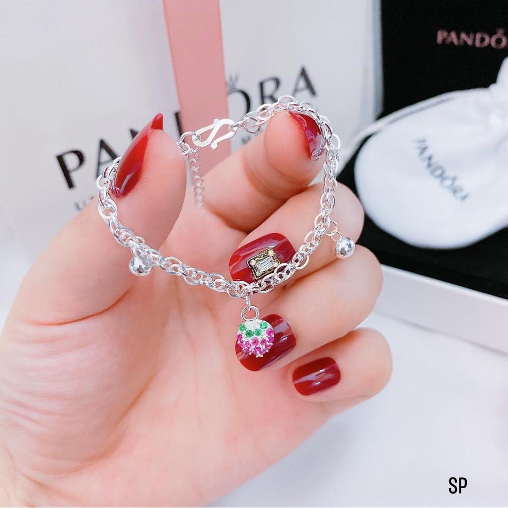 Vòng tay bạc dâu mix chuông cho bé- lắc tay bạc đẹp cho bé