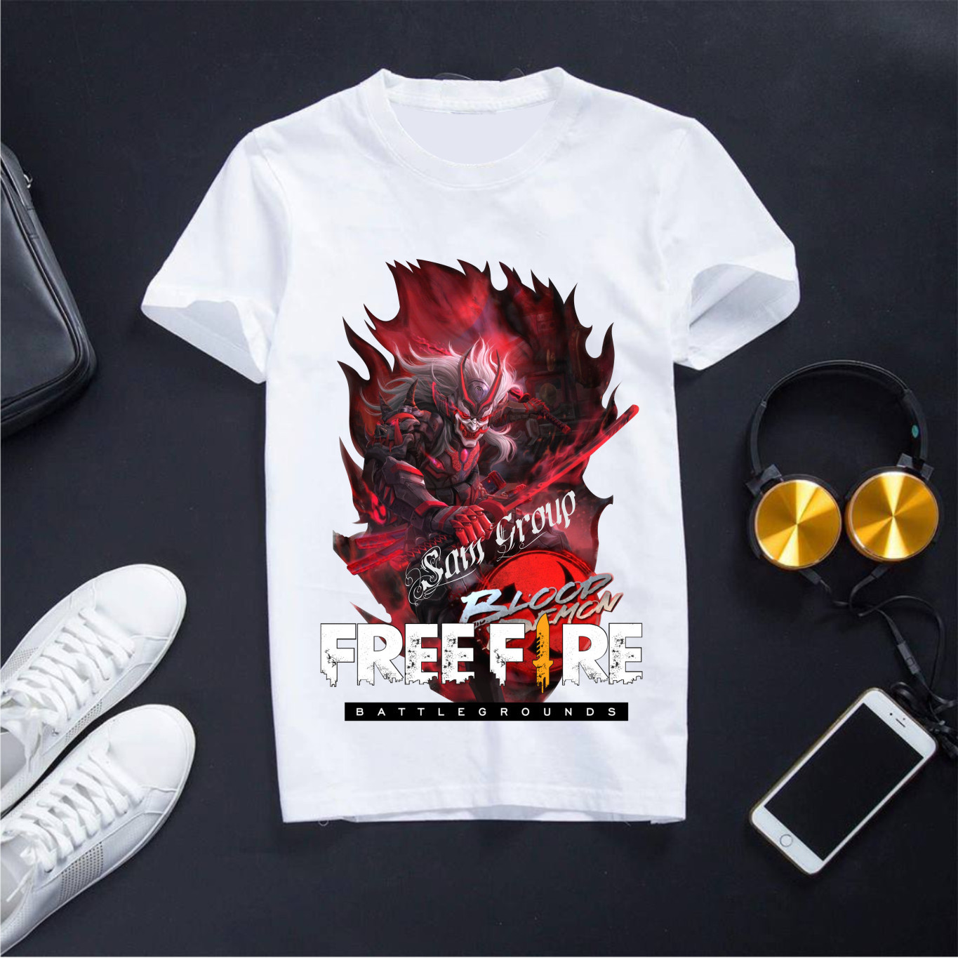 Áo Free Fire Áo Thun Cổ Tròn Màu Trắng In Hình Quỷ Vương Mẫu Hot In 3D Sắc Nét Co Dãn 4 Chiều Mềm Mịn