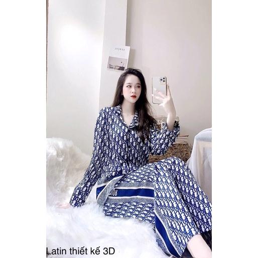 Bộ Pyjama Lụa Latin cao cấp cổ vét sang chảnh