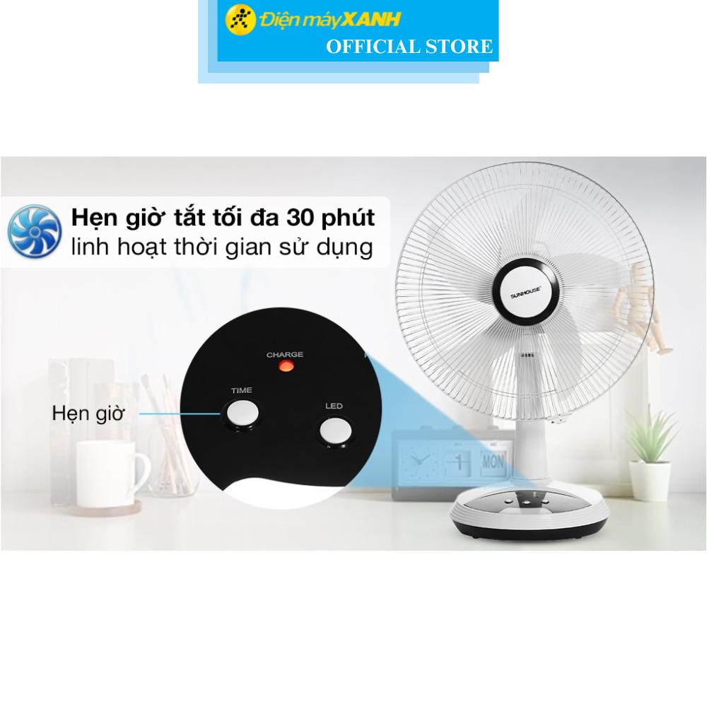 Quạt sạc điện Sunhouse 5 cánh SHD7223 24W - Hàng Chính Hãng