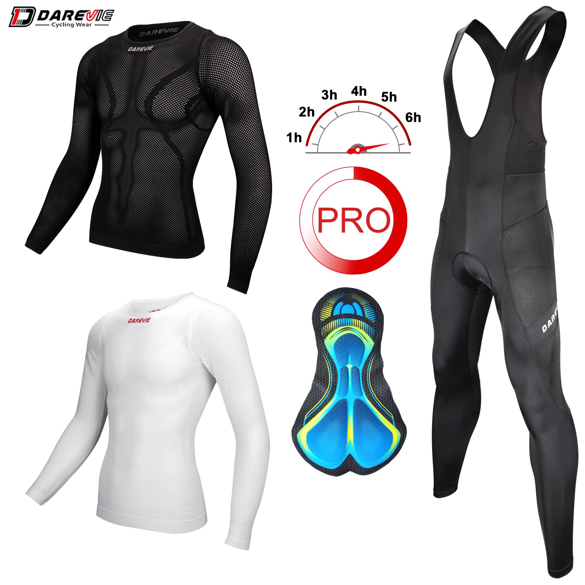 DAREVIE Đi Xe Đạp Bộ Mùa Hè Tay Dài Thoáng Khí Lớp Đế Người Đi Xe Đạp Jersey 3D GEL Mềm Miếng Bọt Biển Đi Xe Đạp Yếm Quần Phù Hợp Với Color: DVSET01 Size: Asian-4XL