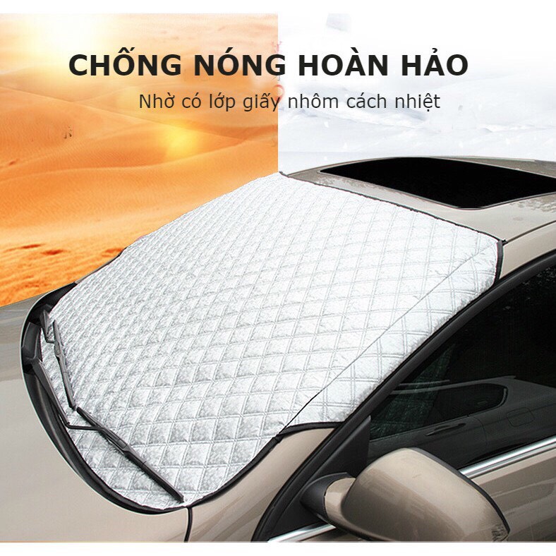 Tấm Bạt Che Nắng Kính Lái Ô Tô, Xe Hơi  Tráng Bạc 4 Lớp Chống Nóng Cách Nhiệt Tránh Tia UV Bảo vệ Xe