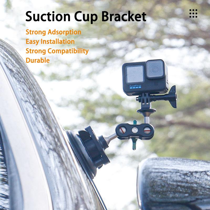 360 Adjustable Suction Car Mount for GoPro Action Camera Holder on Car Window Windshield for Insta360 DJI Action Smartphone
