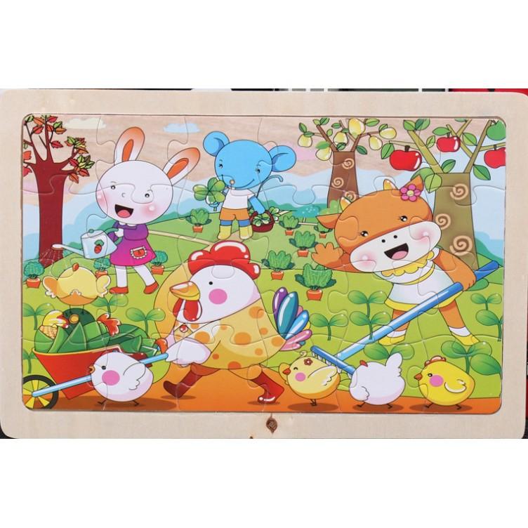 Đồ chơi Puzzle ghép hình 24 chi tiết - Tranh xếp hình gỗ cho bé 15x 22.5 cm