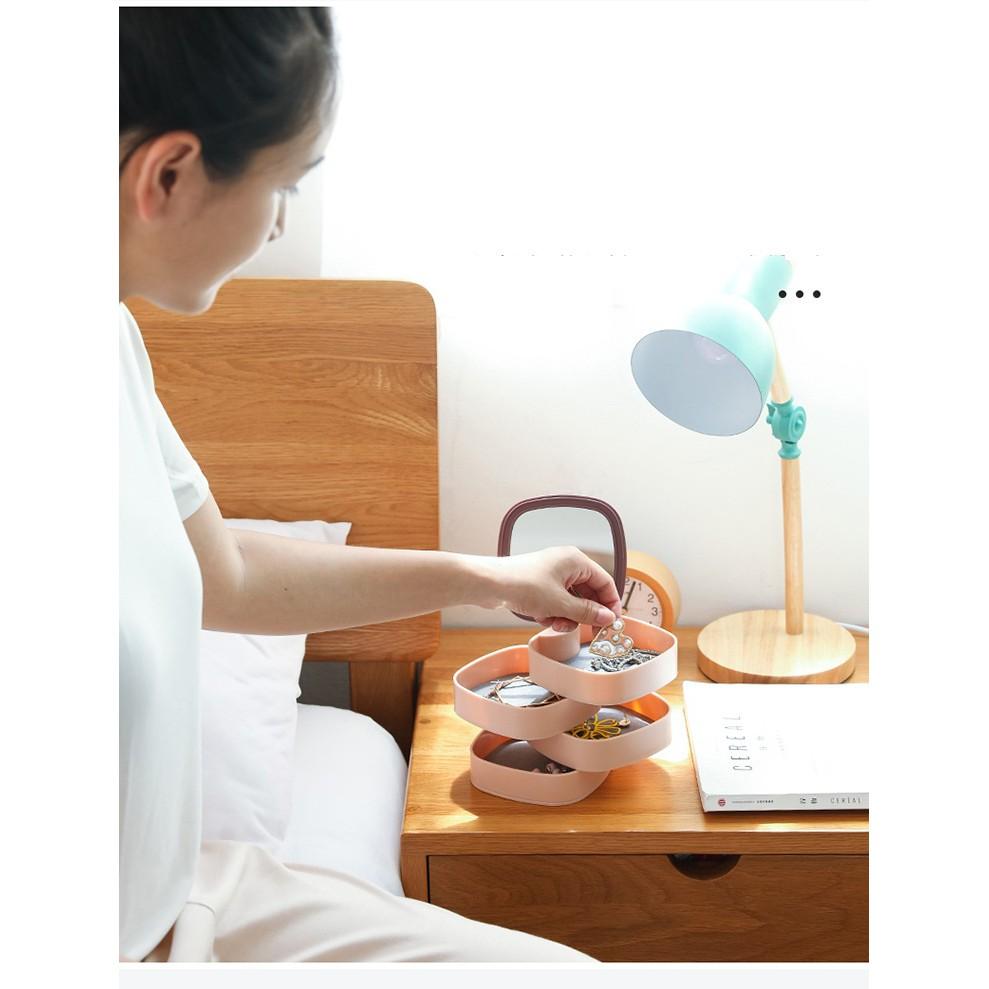 Hộp để đồ trang sức xoay được 360° bằng nhựa BS Cứng Cáp, Nhiều Màu