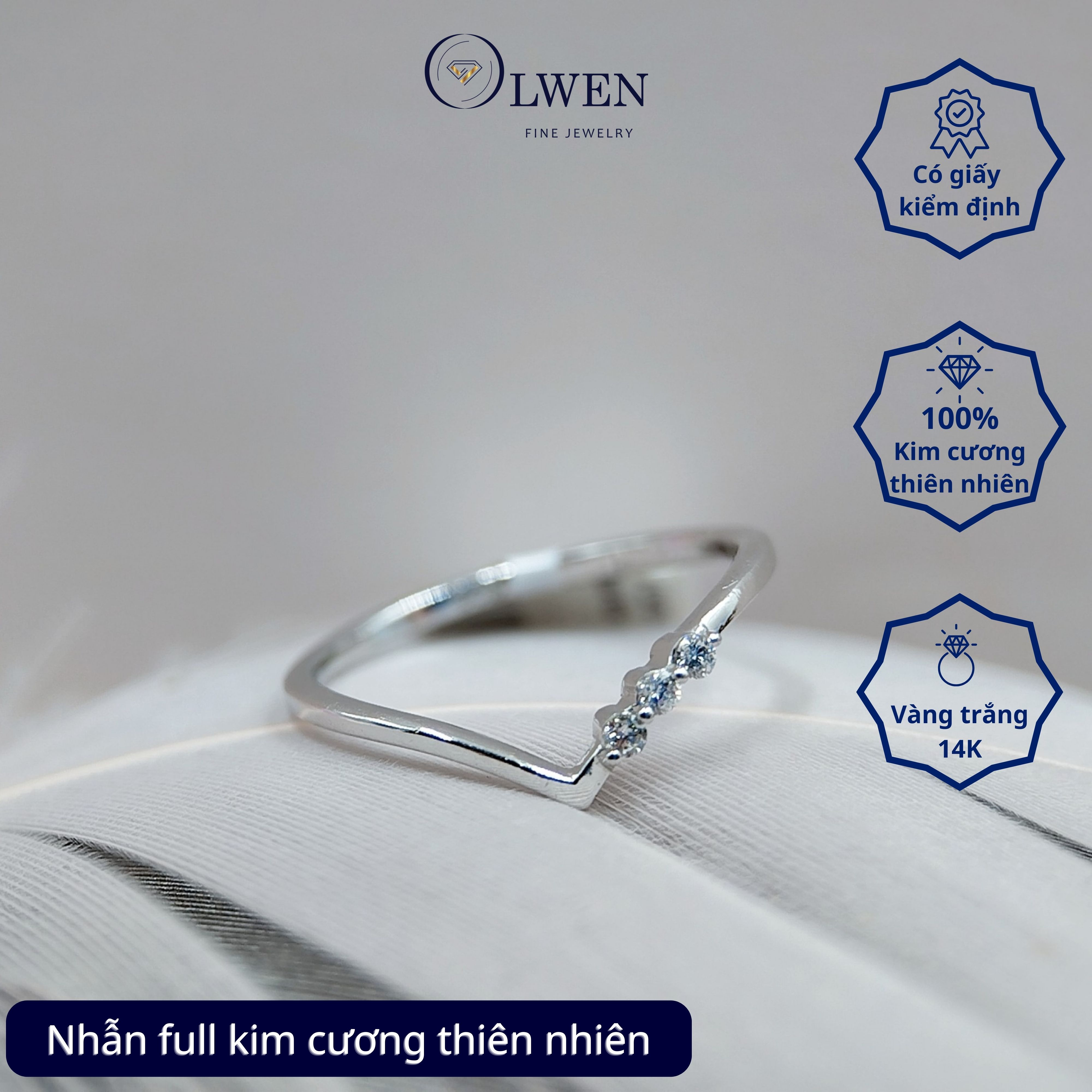 Nhẫn Kim Cương HK 14K HK Olwen HA-R000056