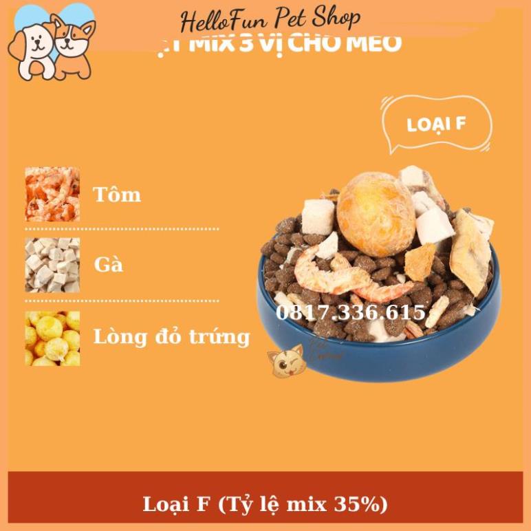 Hạt mix cao cấp cho cún trộn thịt bò, gà, tôm, cá, lòng đỏ trứng, rau củ quả - Thức ăn hạt cho chó kén ăn