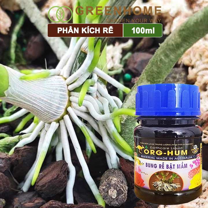 Phân bón lá kích rễ Org Hum, chai 100ml, dưỡng rễ, kích thích ra rễ, kích chồi, nảy mầm, bổ sung dinh dưỡng |Greenhome