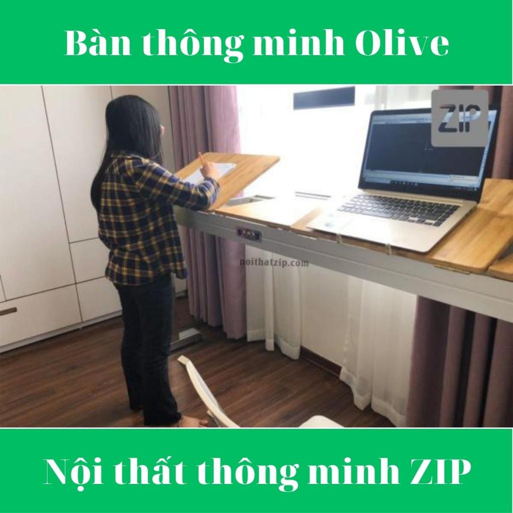 Bàn học - làm việc thông minh đa chức năng Olive dài 1m2, cho một người, Bảo hành 12 tháng