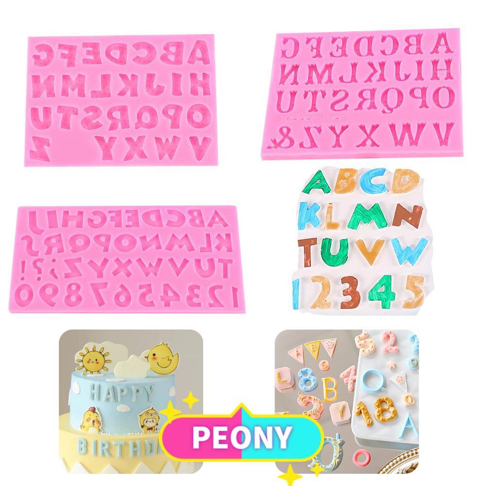 PEONY Jelly Number Letter Silicone Mold Fondant Cake Decoration Tool Cake Mould Bakeware Happy Birthday Chocolate Baking Candy Molds