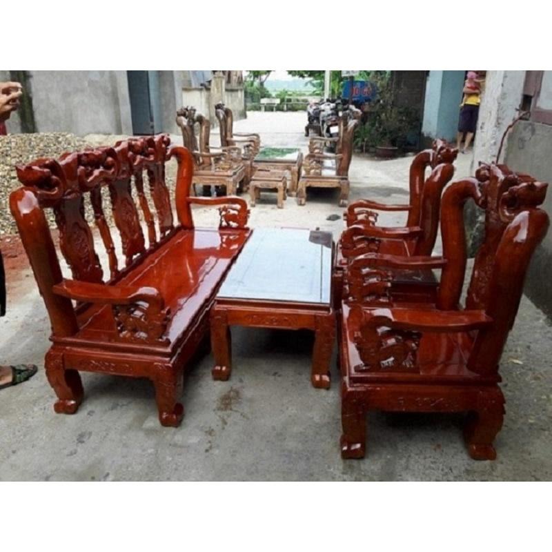 Bộ bàn ghế quốc đào tay 12 gỗ xà cừ đỏ
