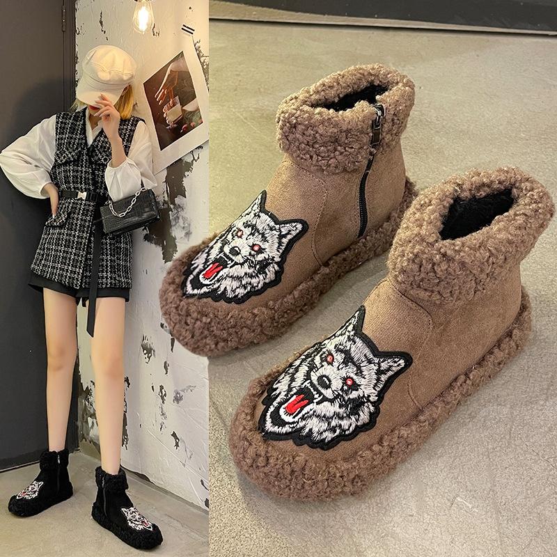 Giày Boot Cổ Ngắn Lót Lông Phong Cách Hàn Quốc Thời Trang Mùa Đông Dành Cho Nữ Iss861