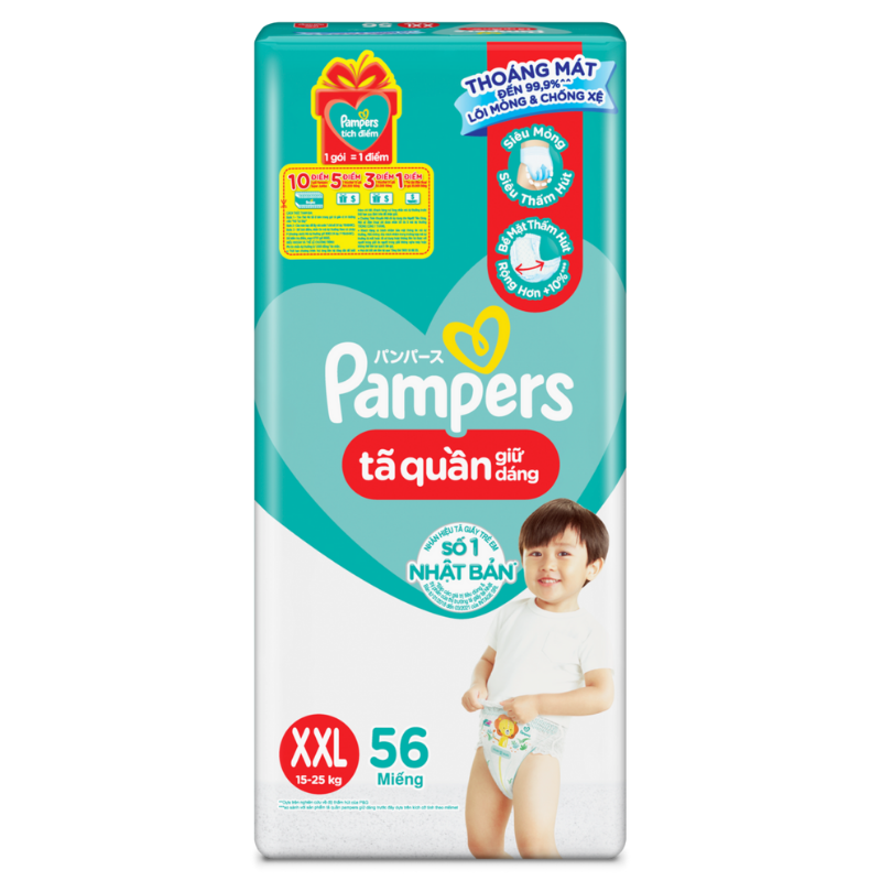 Tã quần Pampers Super Jumbo size XXL 56 miếng (cho bé 15 - 25kg)