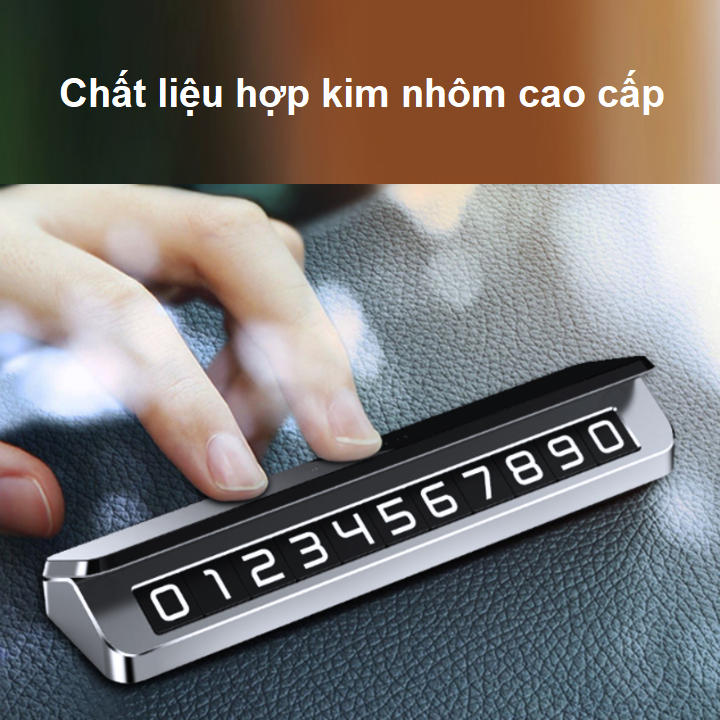 Bảng số điện thoại gắn taplo ô tô, chất liệu hợp kim nhôm và nhựa PC