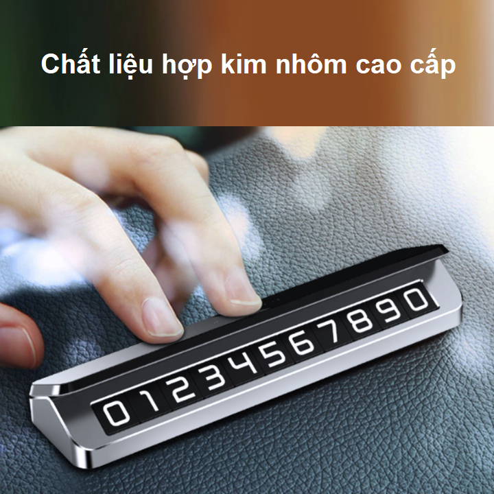 Bảng số điện thoại gắn taplo ô tô AM18 - Chất liệu: Hợp kim nhôm và nhựa PC