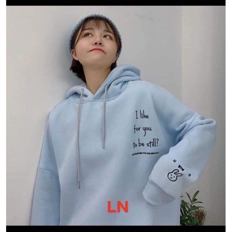 Áo hoodie I Like thỏ in tay DA6