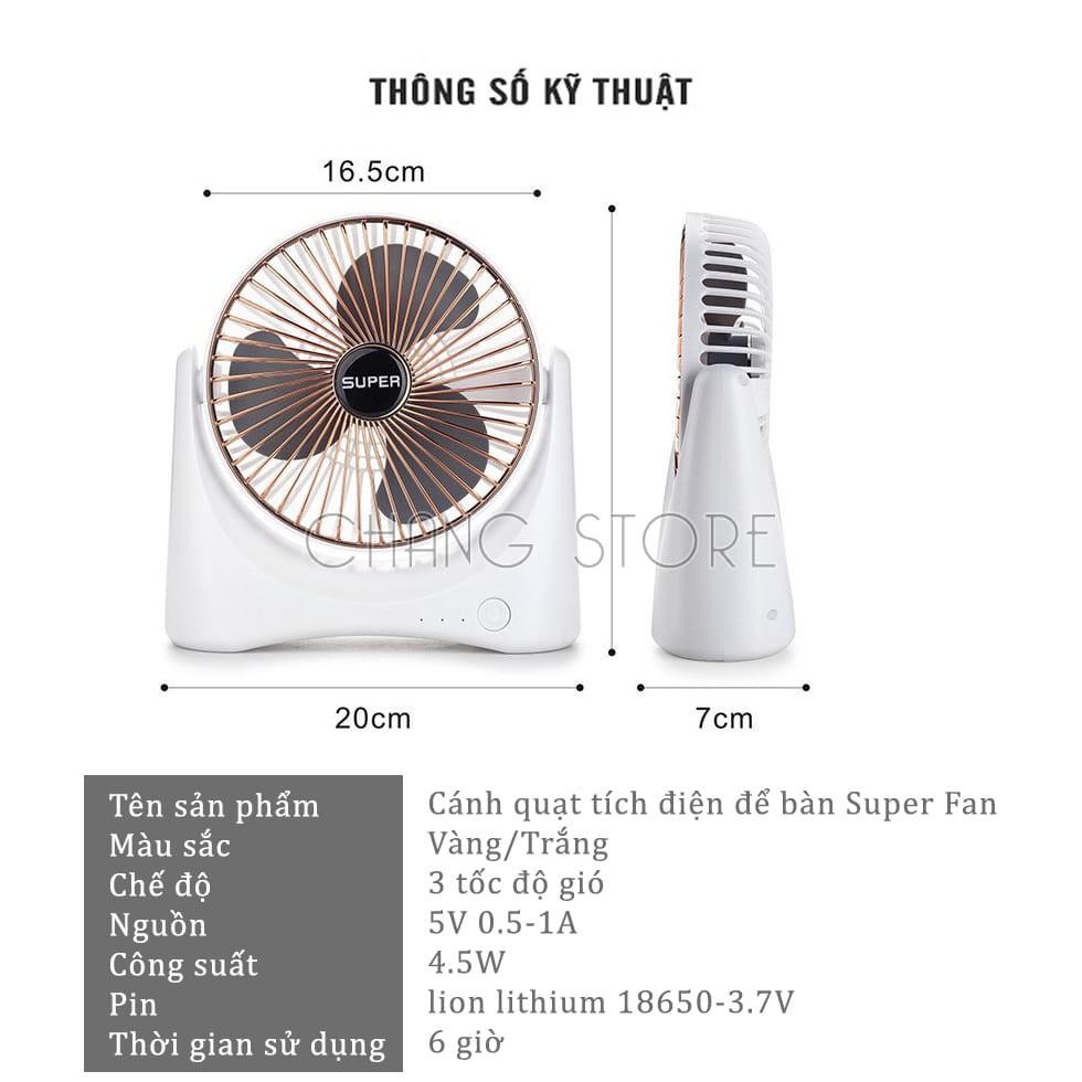 Quạt Điện Super Fan, Quạt Mini Để Bàn Cực Mát Để Bàn Làm Việc, Ô Tô Siêu Tiện Lợi Có Thể Mang Đi
