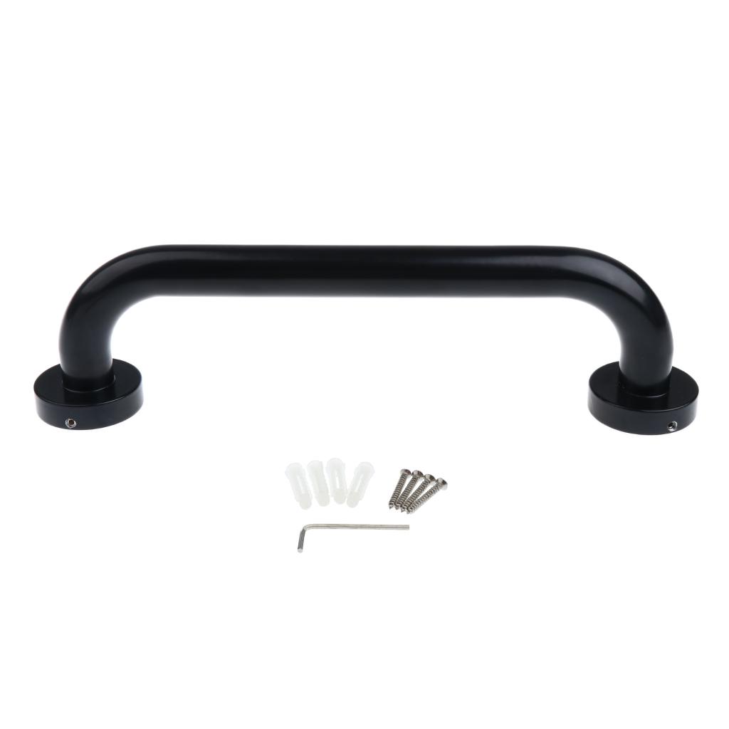 Durable Alumimum Towel Rail Safety Shower Bath Grab Bar Handle Black 30CM