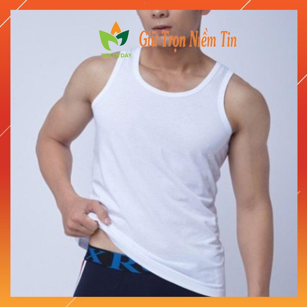 Áo 3 lỗ nam Cotton trắng trơn mặc lót trong sơ mi trung niên LEDATEX dệt kim đông xuân cao cấp DOLOTDAY