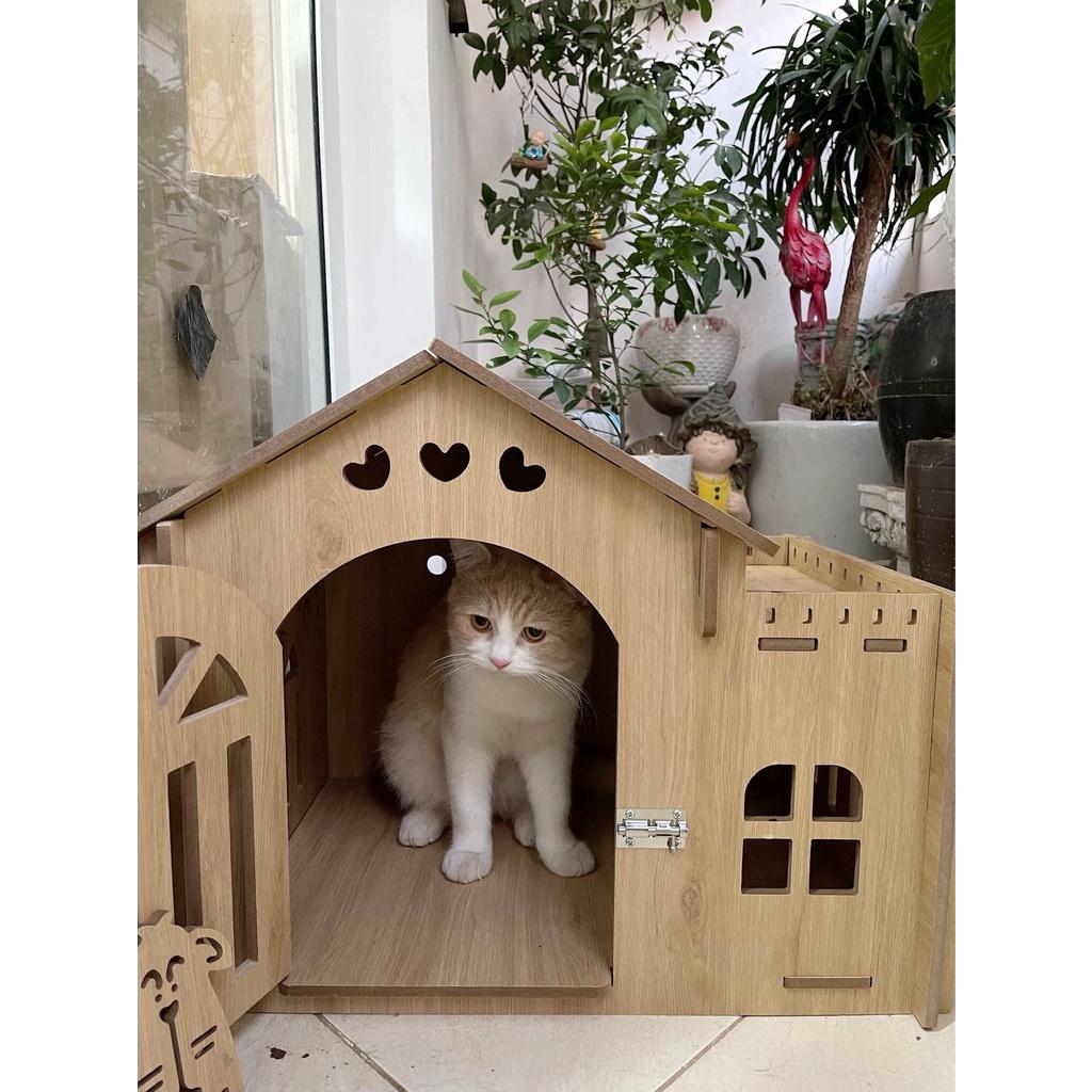 Nhà gỗ dành cho chó mèo size L , Kích thước 70*48*56cm