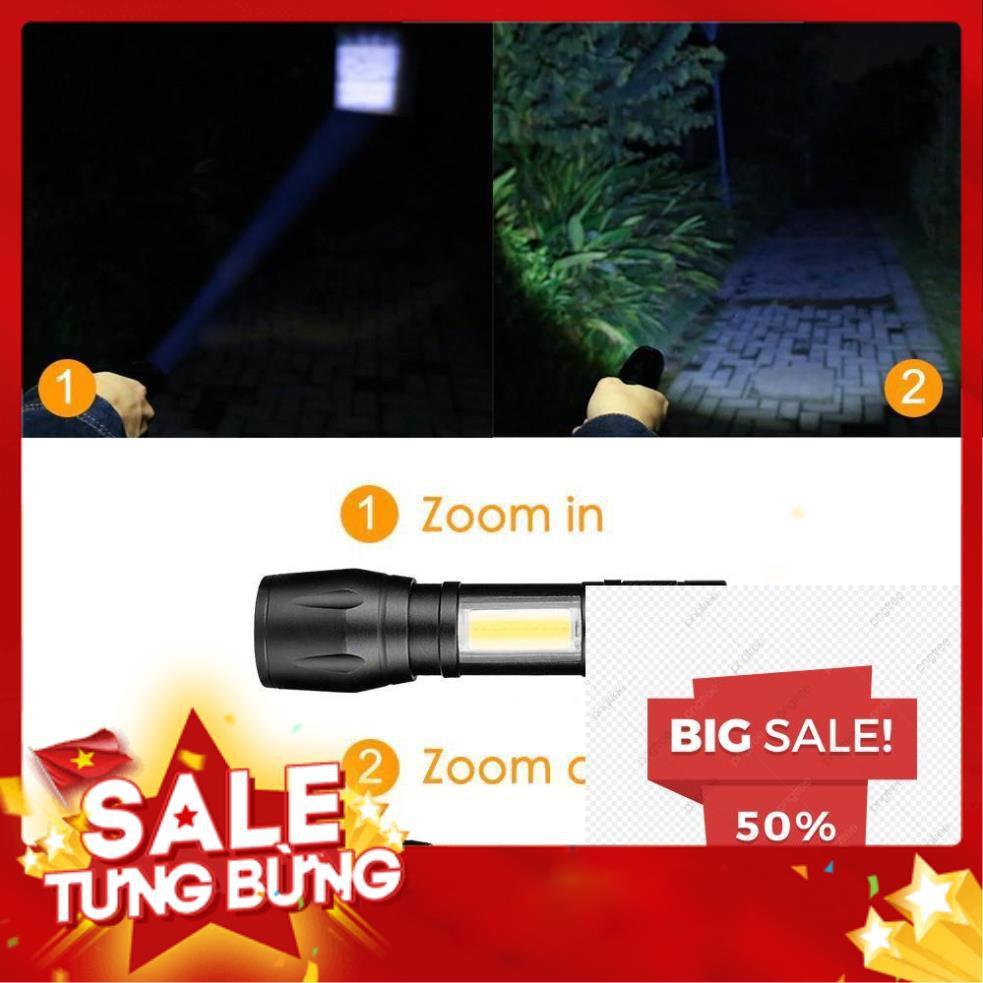 Đèn pin siêu sáng mini bin sạc điện usb bóng led xpe cob có zoom chống nước cầm tay chuyên dụng