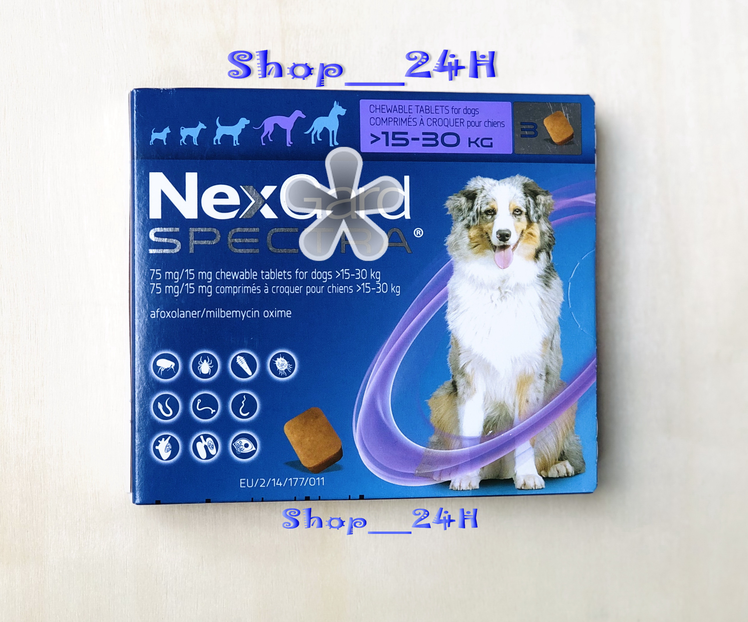 Hộp (3 viên) NEXGARD SPECTRA hết sạch ve rận bọ chét, ghẻ và các loại giun Chó