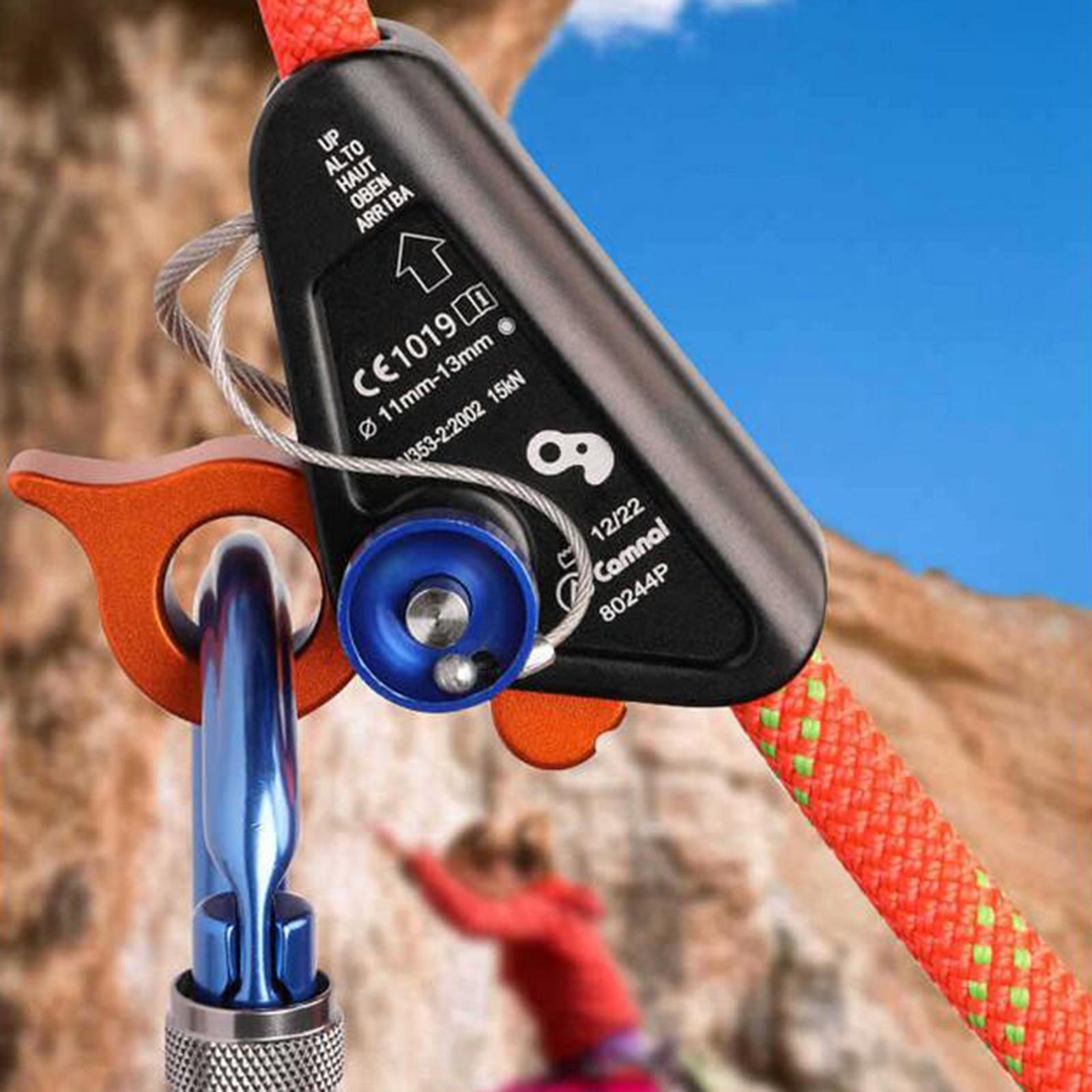 Rope Grab Ascender, Fall Protection Belay Device Adjuster Rope Clamp for 11-13mm Ropes for Outdoor Rock Climbing Tree Arborist