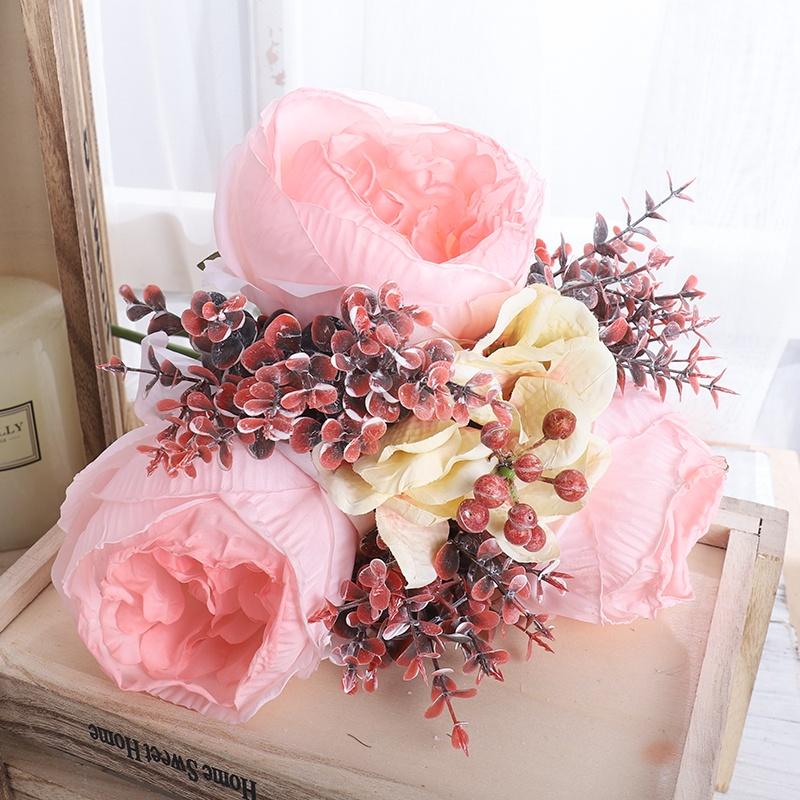 Bó Hoa Hồng Giả Cầm Tay Trang Trí Nhà Cửa/Tiệc Cưới